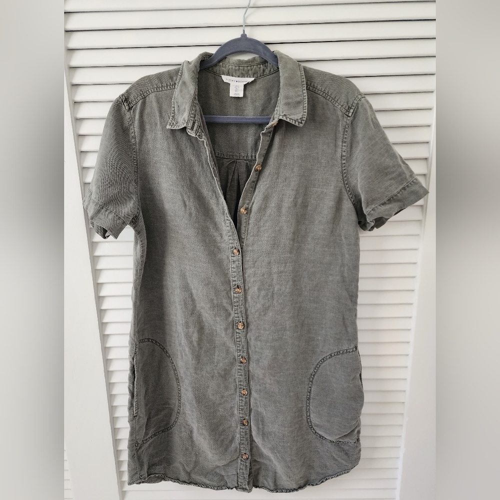 Lucky Brand Green Shirt Dress, Size Large
